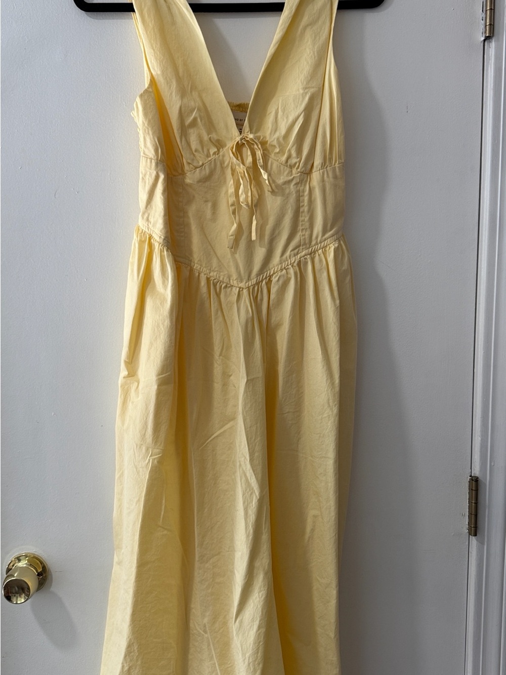 Pale Yellow Maxi Sundress with Front Tie